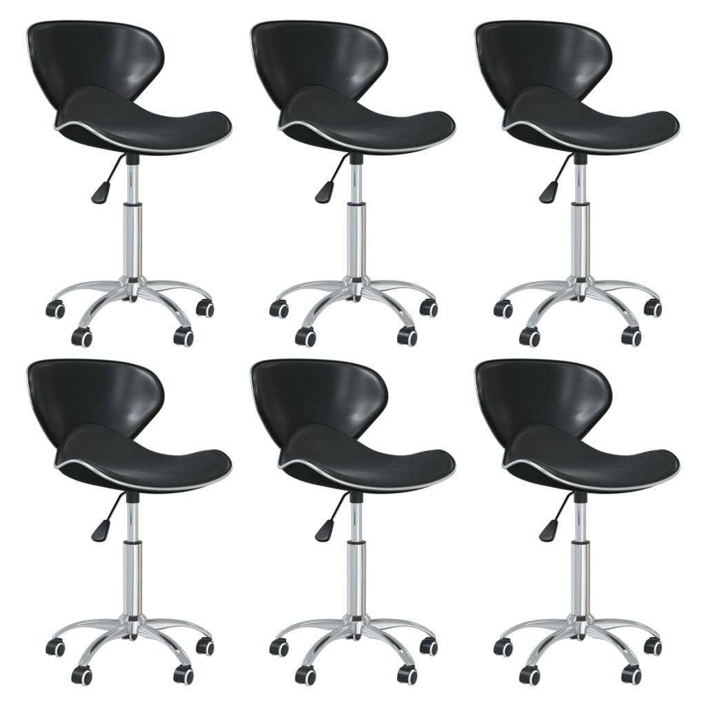 Swivel Dining Chairs 6 pcs Black Faux Leather