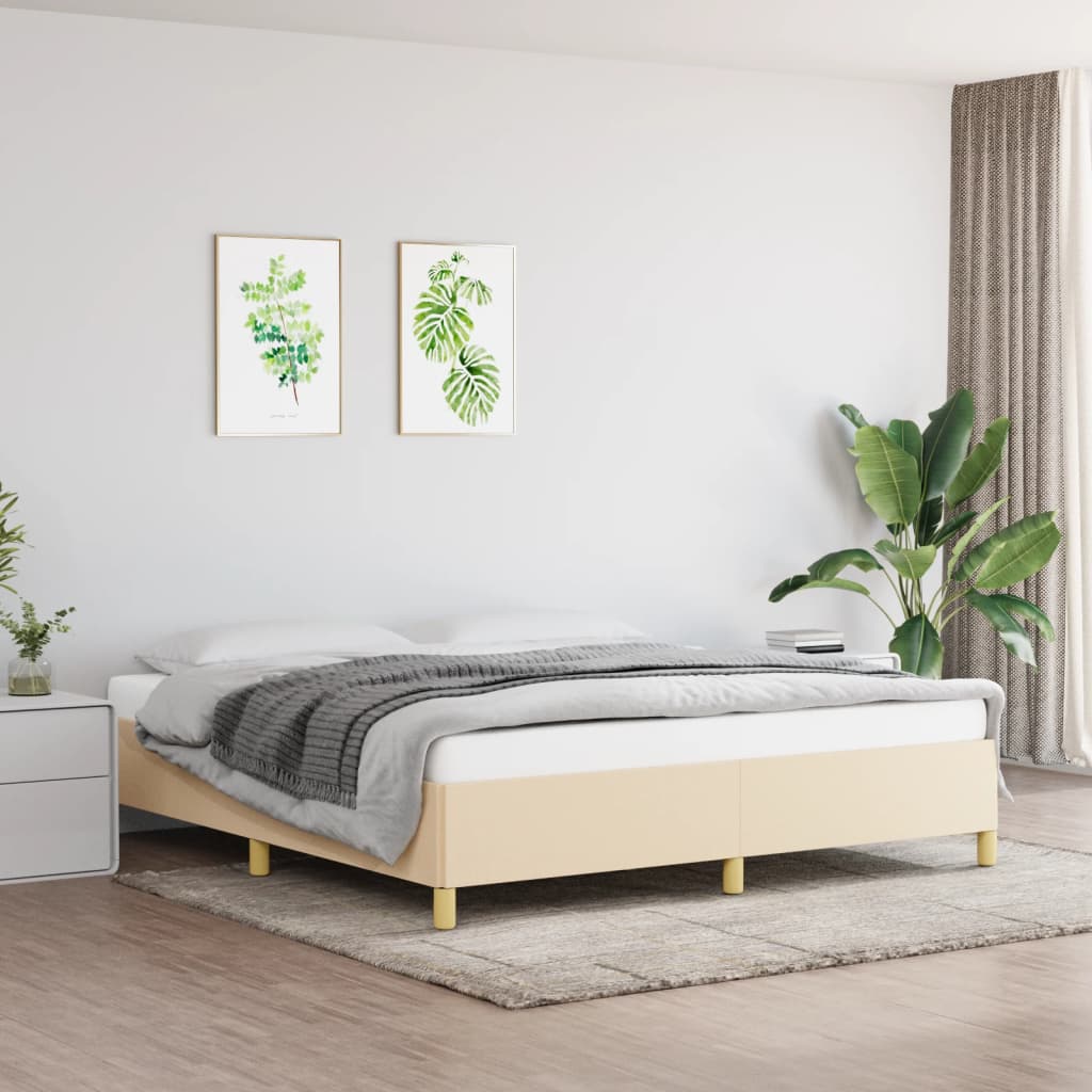 Bed Frame without Mattress Cream 180x200 cm Super King Fabric
