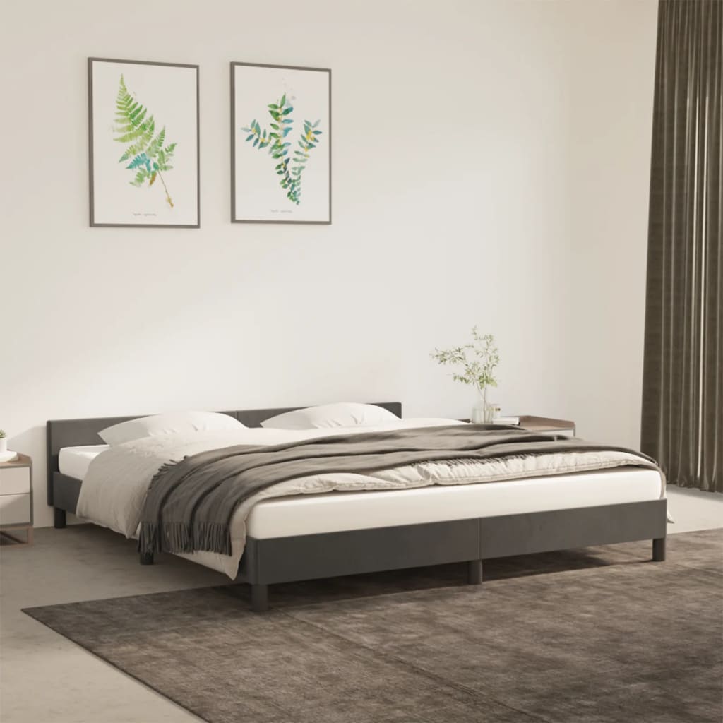 Bed Frame without Mattress Dark Grey 180x200 cm Super King Velvet