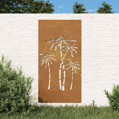 vidaXL Garden Wall Decoration 105x55 cm Corten Steel Palm Tree Design