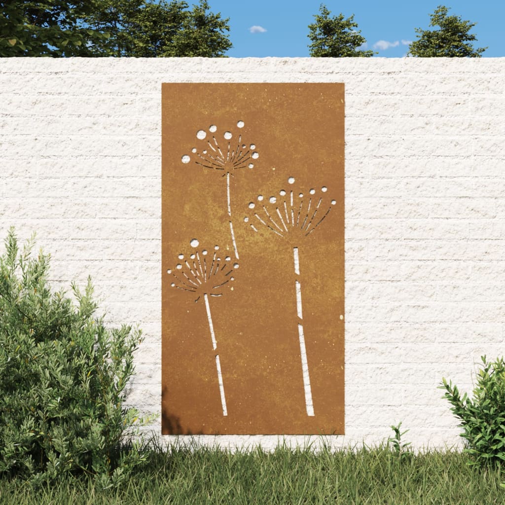 vidaXL Garden Wall Decoration 105x55 cm Corten Steel Flower Design