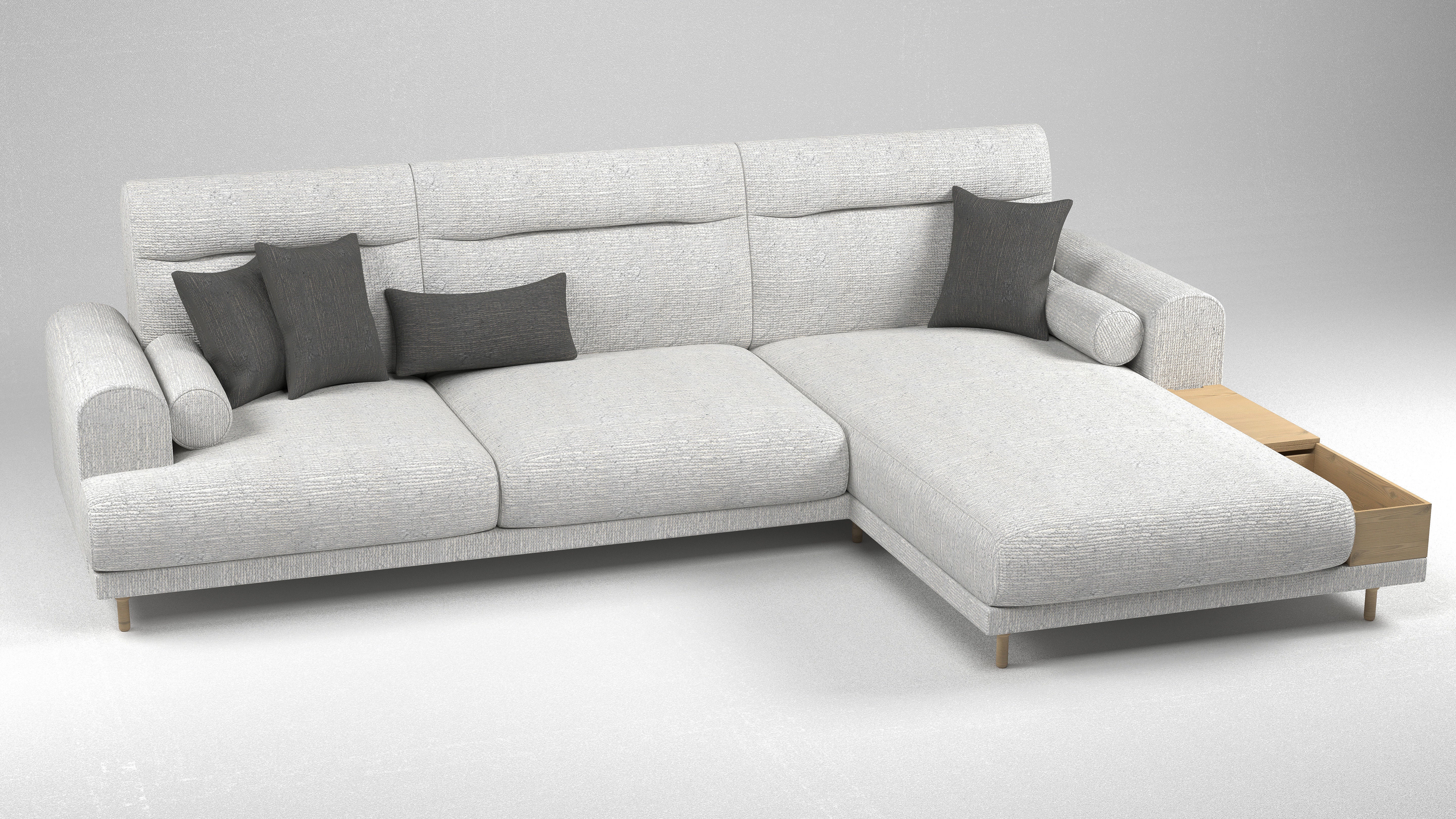 The Haven Sectional Sofa 4-Seater with Wooden Holder