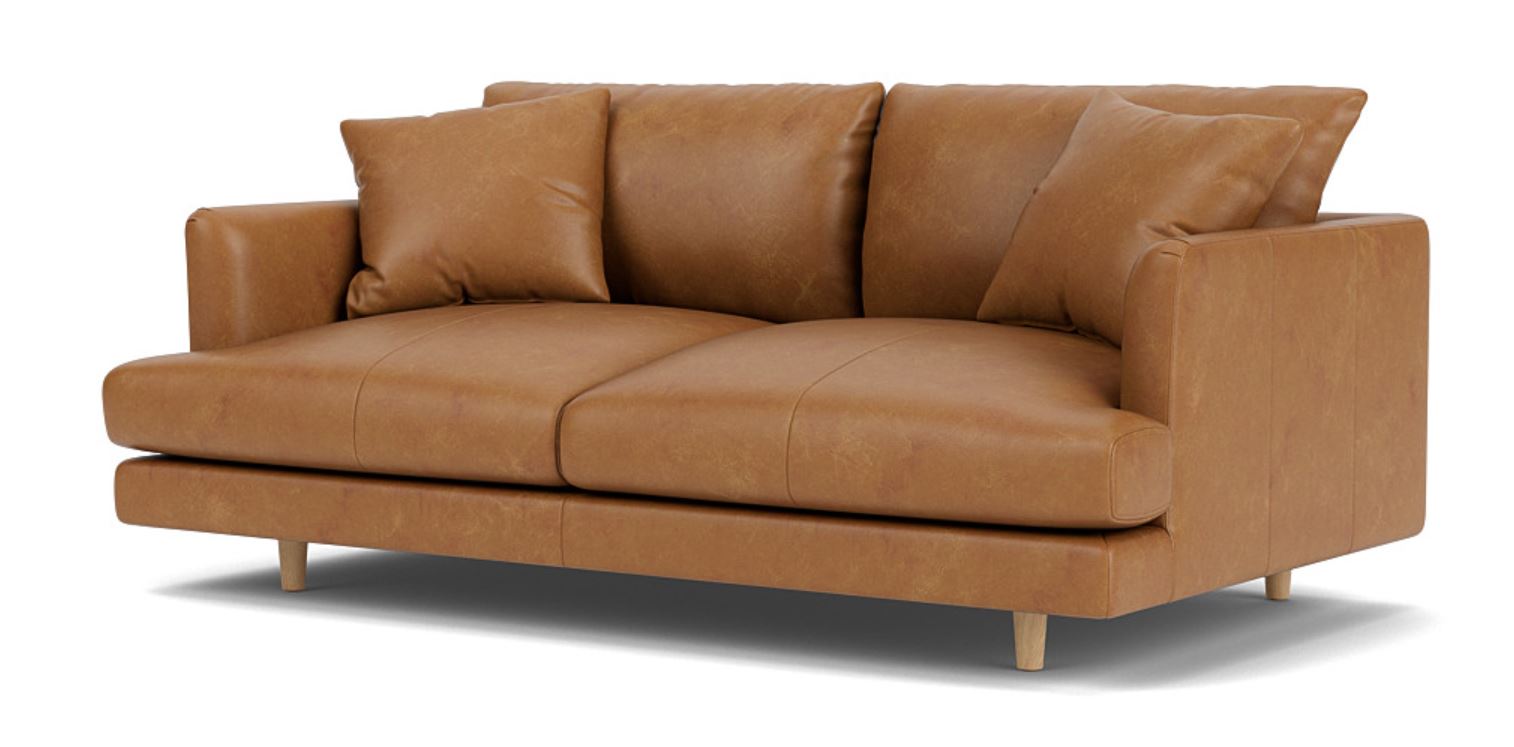 Chic Comfort - 2 Seat Leather Sofa, Leather Upholstery, and 3-Year Warranty