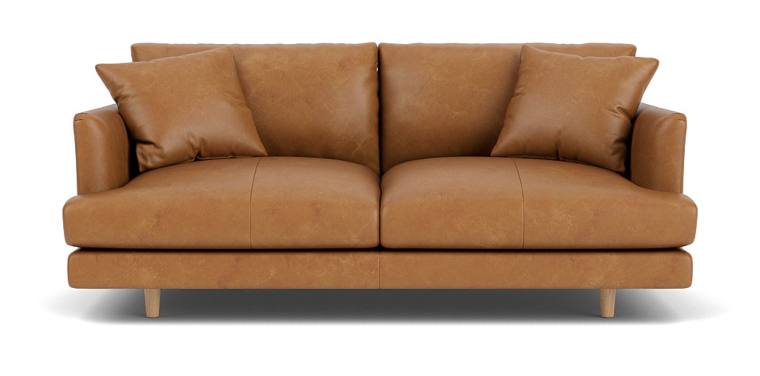 Chic Comfort - 2 Seat Leather Sofa, Leather Upholstery, and 3-Year Warranty