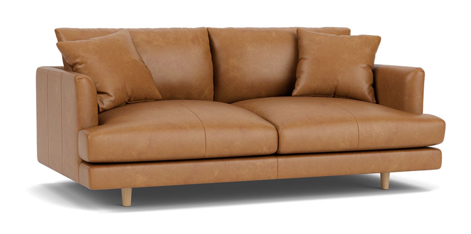 Chic Comfort - 2 Seat Leather Sofa, Leather Upholstery, and 3-Year Warranty