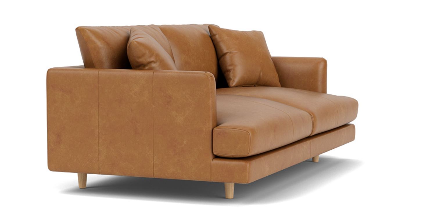 Chic Comfort - 2 Seat Leather Sofa, Leather Upholstery, and 3-Year Warranty