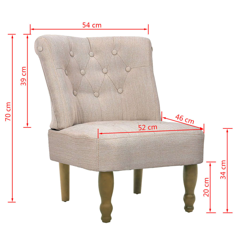 vidaXL French Chairs 2 pcs Cream Fabric