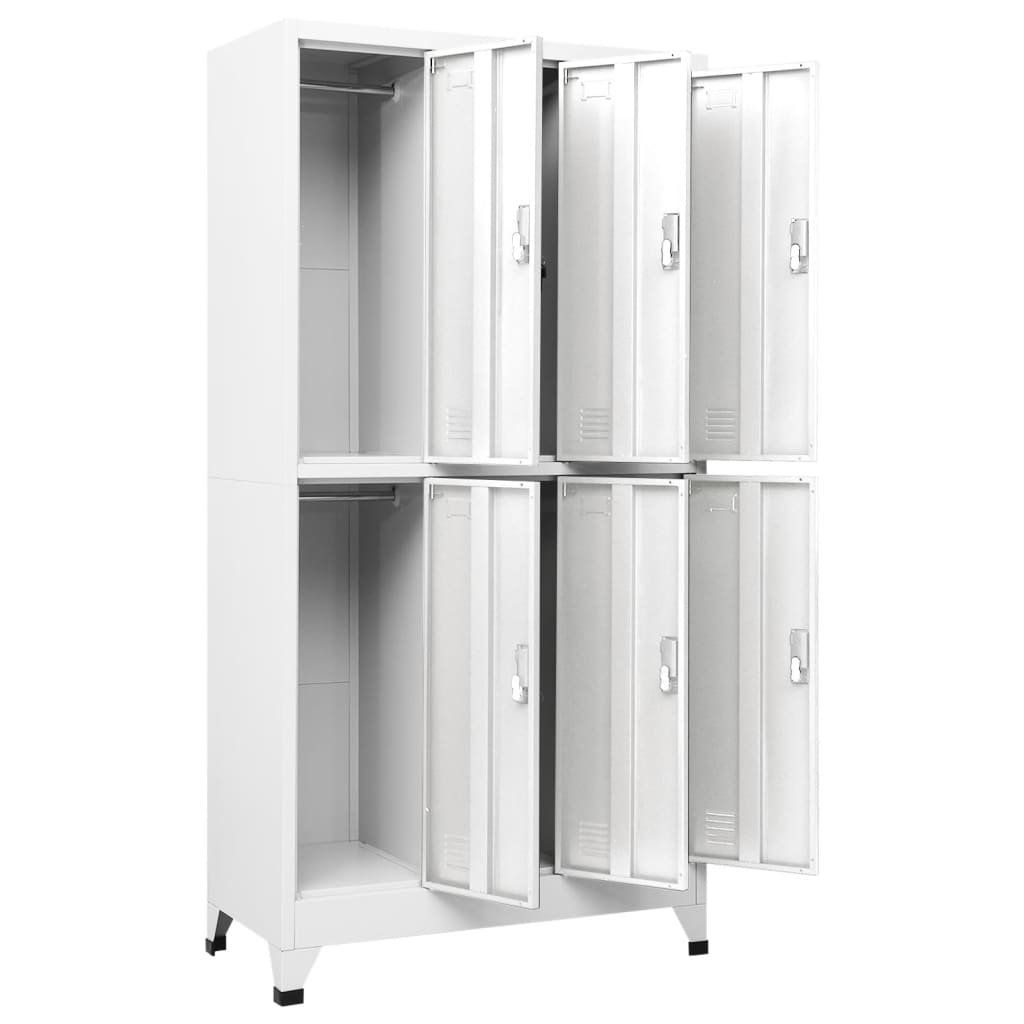 vidaXL Locker Cabinet with 6 Compartments Steel 90x45x180 cm Grey