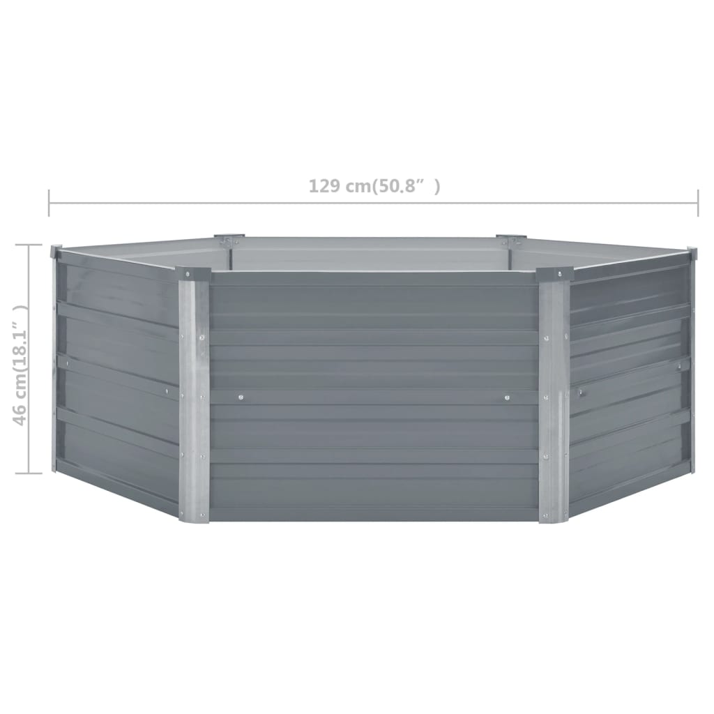 vidaXL Raised Garden Bed 129x129x46 cm Galvanised Steel Green