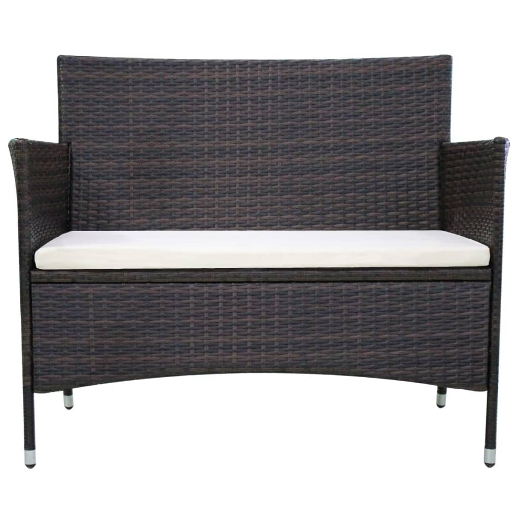 vidaXL Garden Bench 90 cm Poly Rattan Black