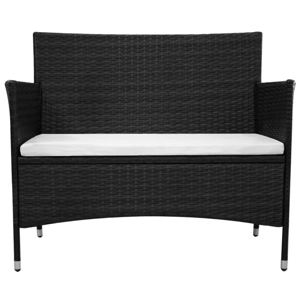 vidaXL Garden Bench 90 cm Poly Rattan Black