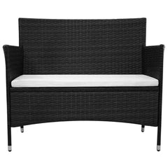 vidaXL Garden Bench 90 cm Poly Rattan Black
