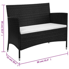 vidaXL Garden Bench 90 cm Poly Rattan Black