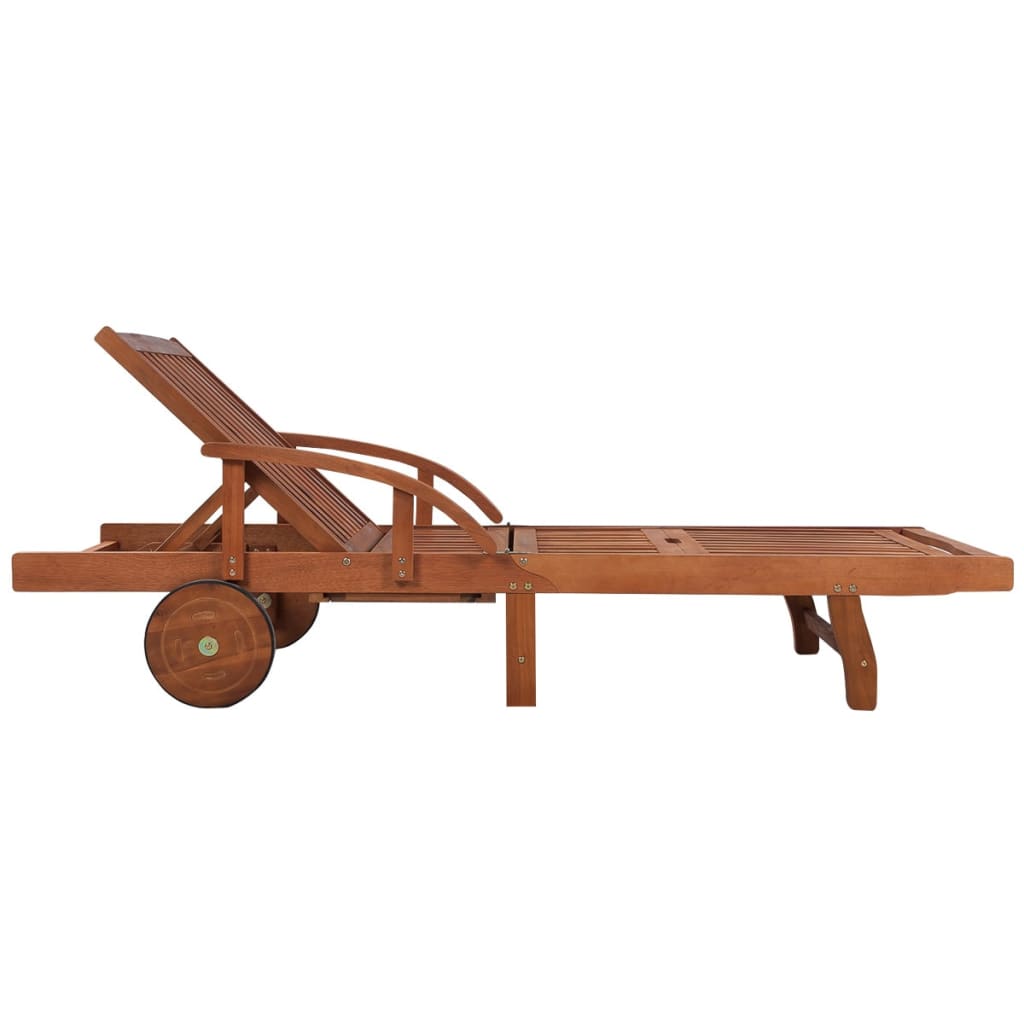 vidaXL Sun Lounger with Cushion Solid Acacia Wood