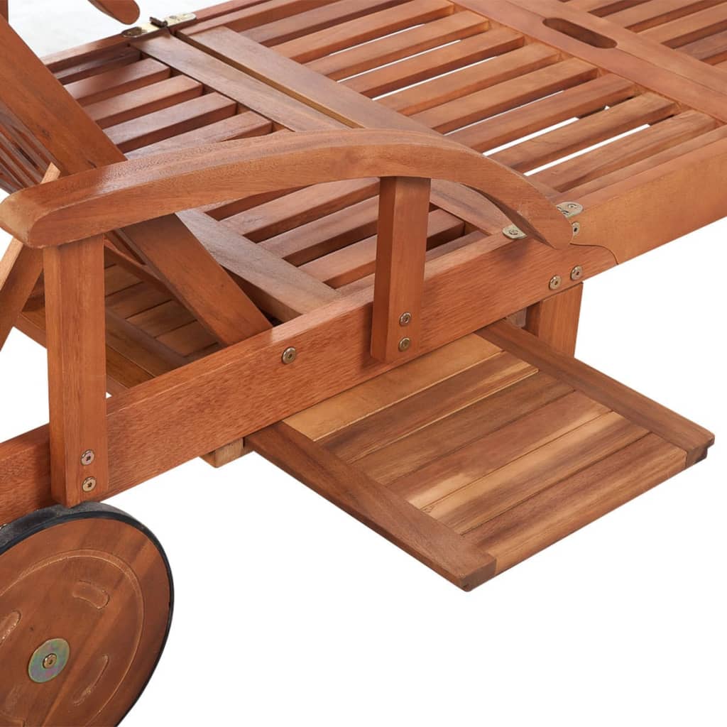 vidaXL Sun Lounger with Cushion Solid Acacia Wood