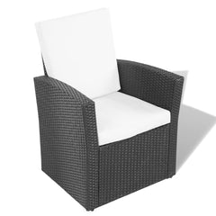 vidaXL 4 Piece Garden Lounge set with Cushions Poly Rattan Black