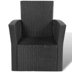 vidaXL 4 Piece Garden Lounge set with Cushions Poly Rattan Black