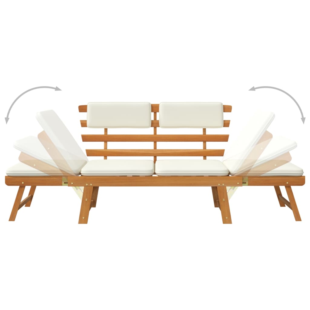 vidaXL Garden Bench with Cushions 2-in-1 190 cm Solid Acacia Wood