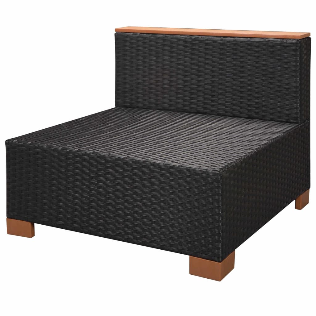 vidaXL 9 Piece Garden Lounge Set with Cushions Poly Rattan Black