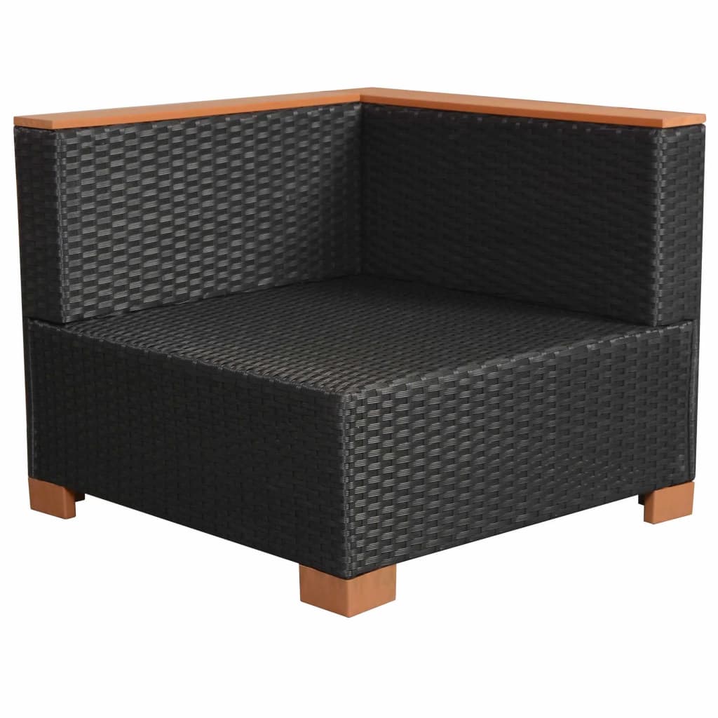 vidaXL 9 Piece Garden Lounge Set with Cushions Poly Rattan Black