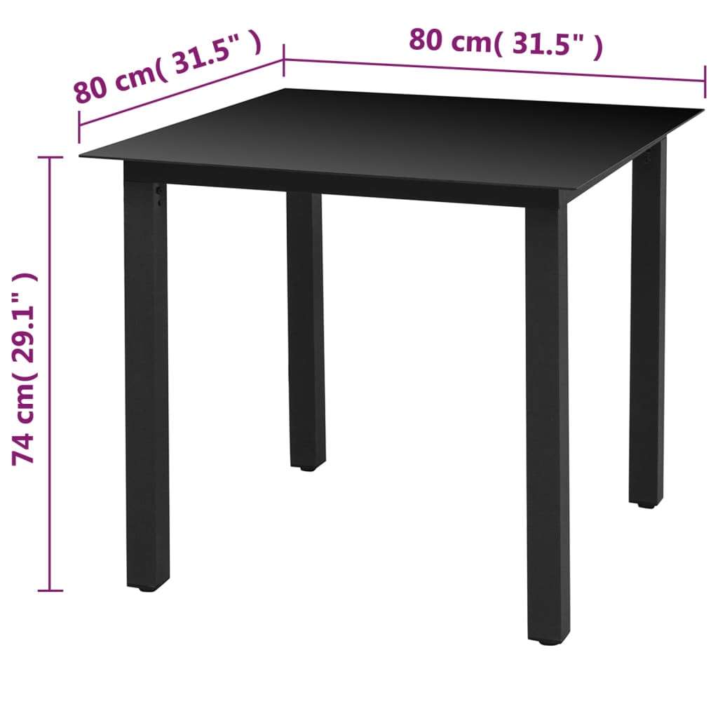 vidaXL Garden Table Black 190x90x74 cm Aluminium and Glass