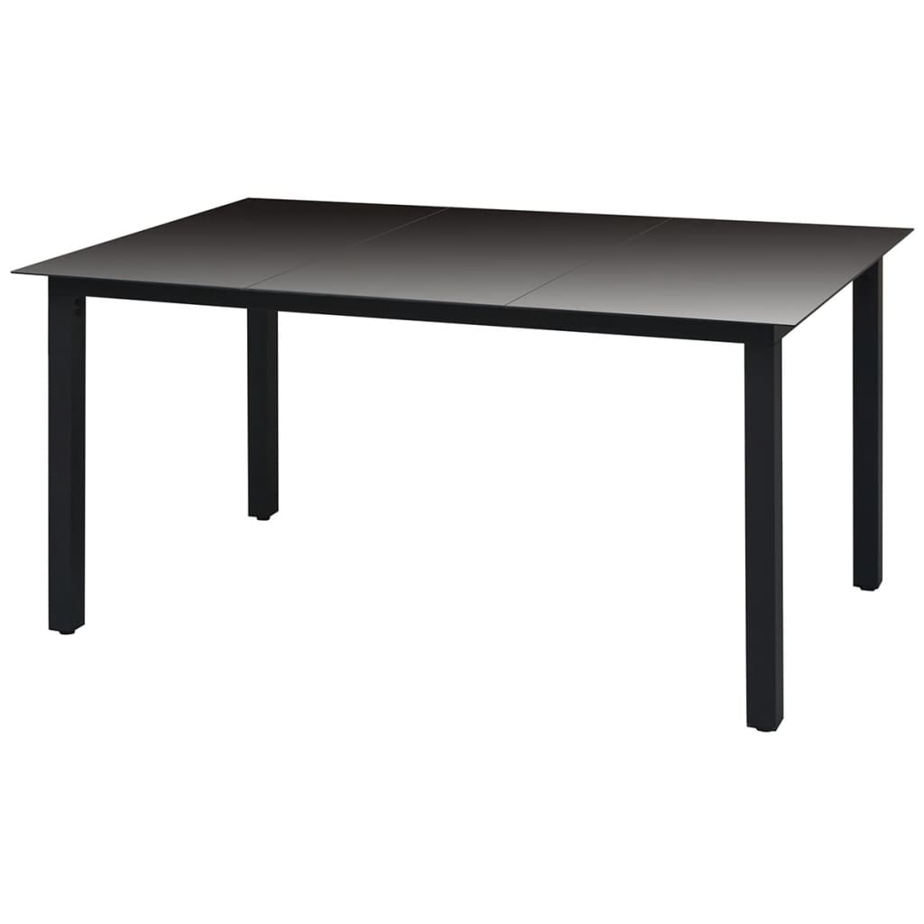 vidaXL Garden Table Black 190x90x74 cm Aluminium and Glass