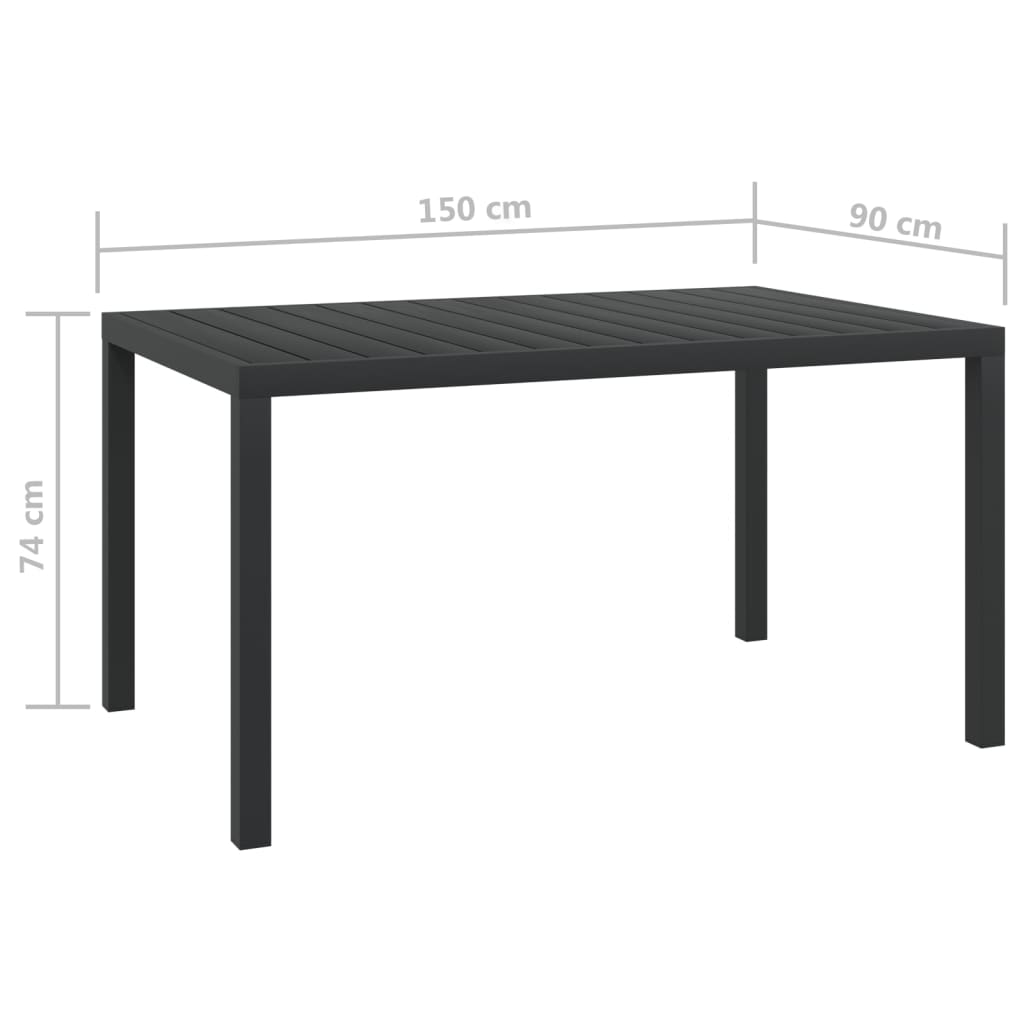 vidaXL Garden Table Black 80x80x74 cm Aluminium and WPC