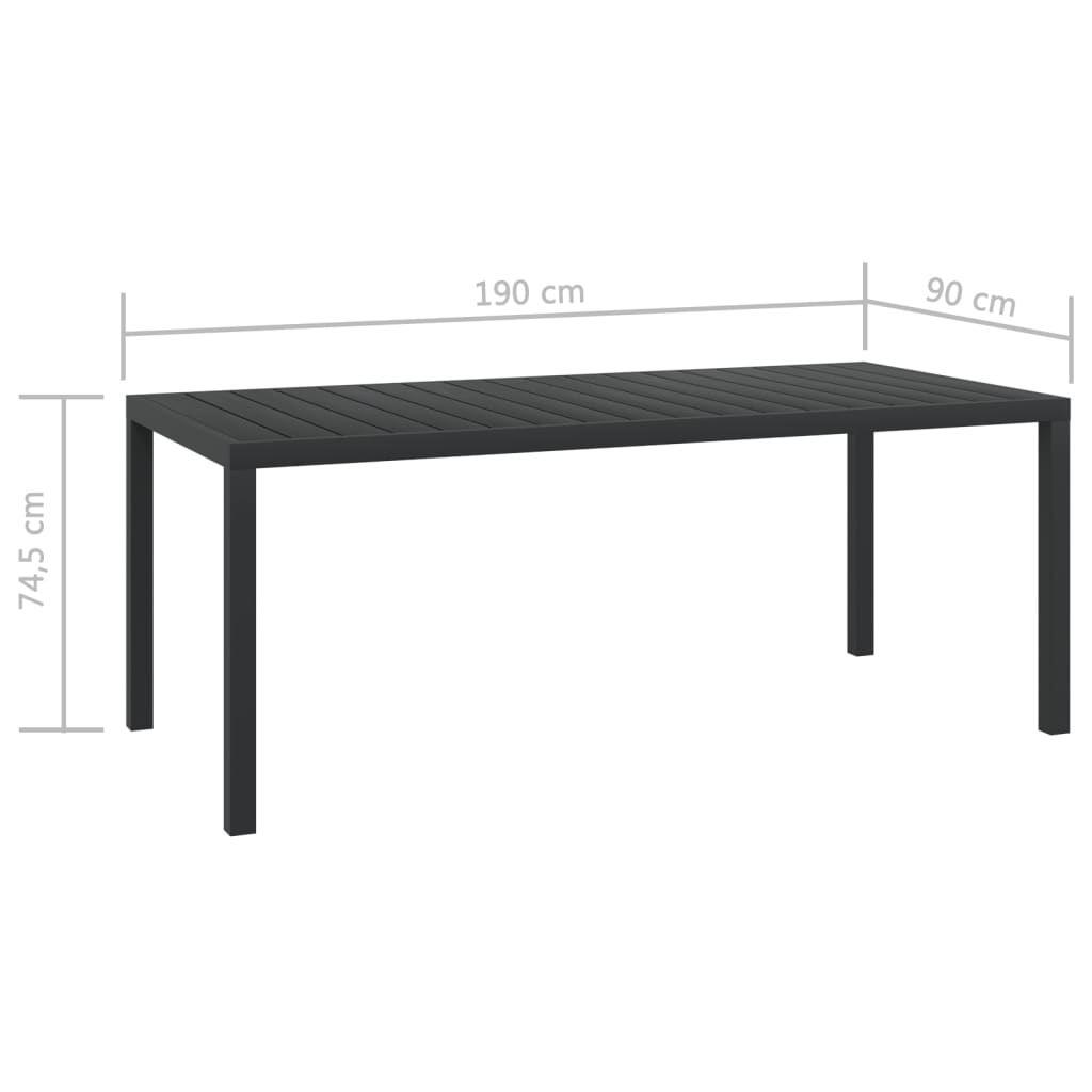 vidaXL Garden Table Black 80x80x74 cm Aluminium and WPC