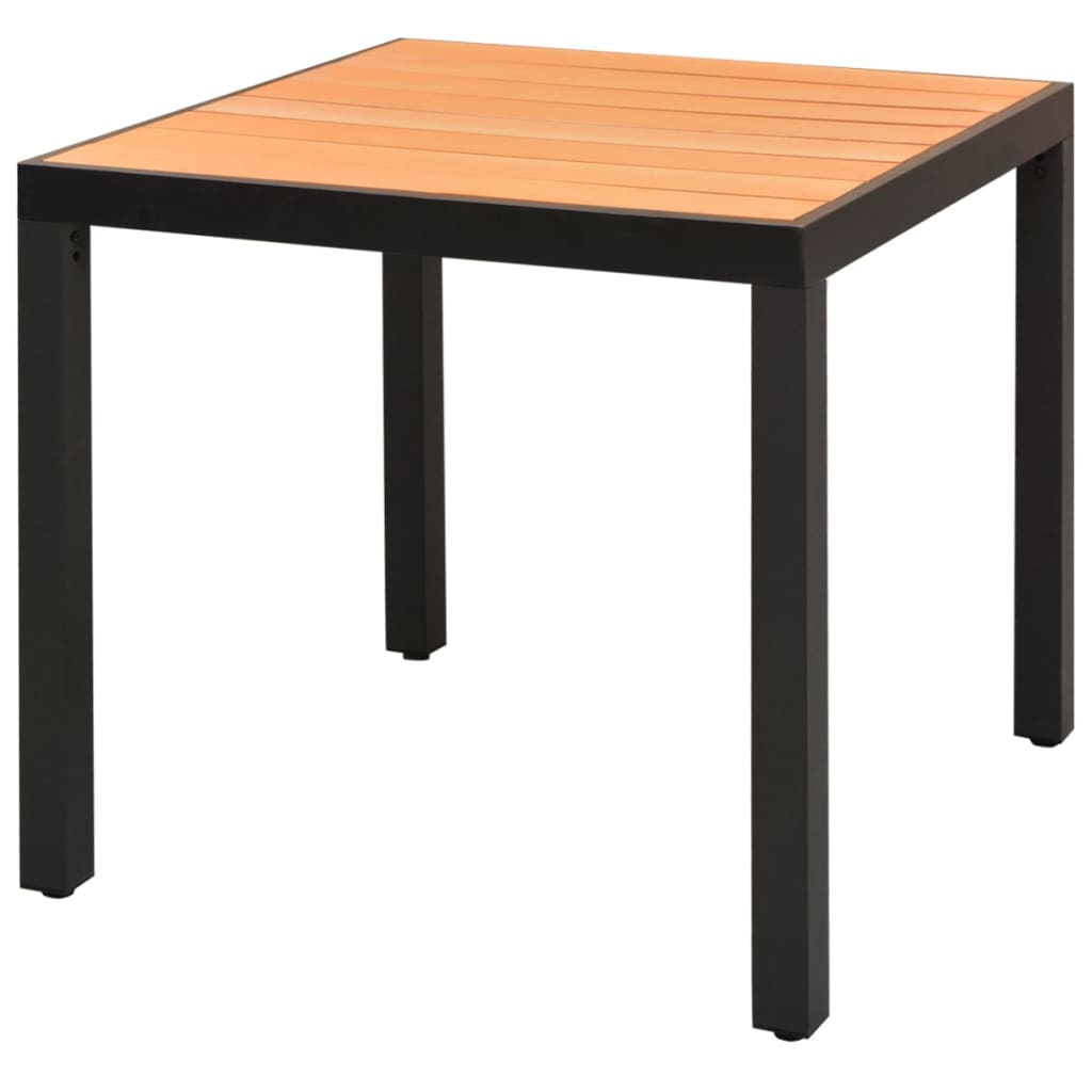 vidaXL Garden Table Black 80x80x74 cm Aluminium and WPC