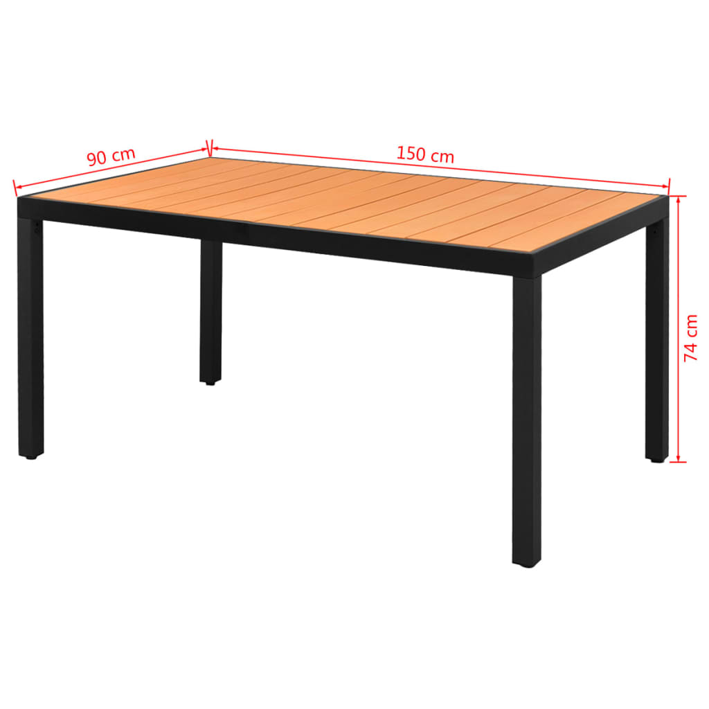 vidaXL Garden Table Black 80x80x74 cm Aluminium and WPC