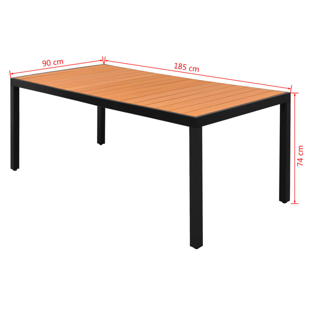 vidaXL Garden Table Black 80x80x74 cm Aluminium and WPC