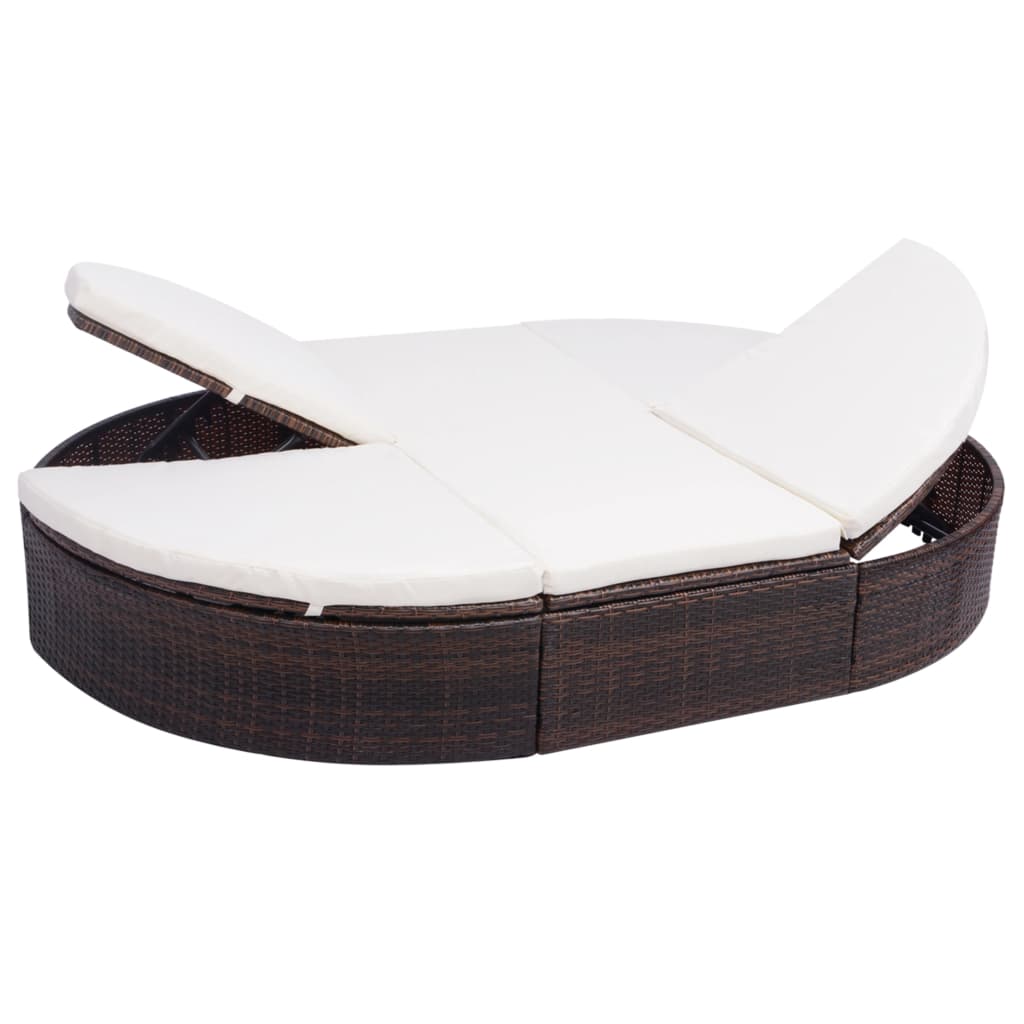 vidaXL Outdoor Lounge Bed with Cushion Poly Rattan Black