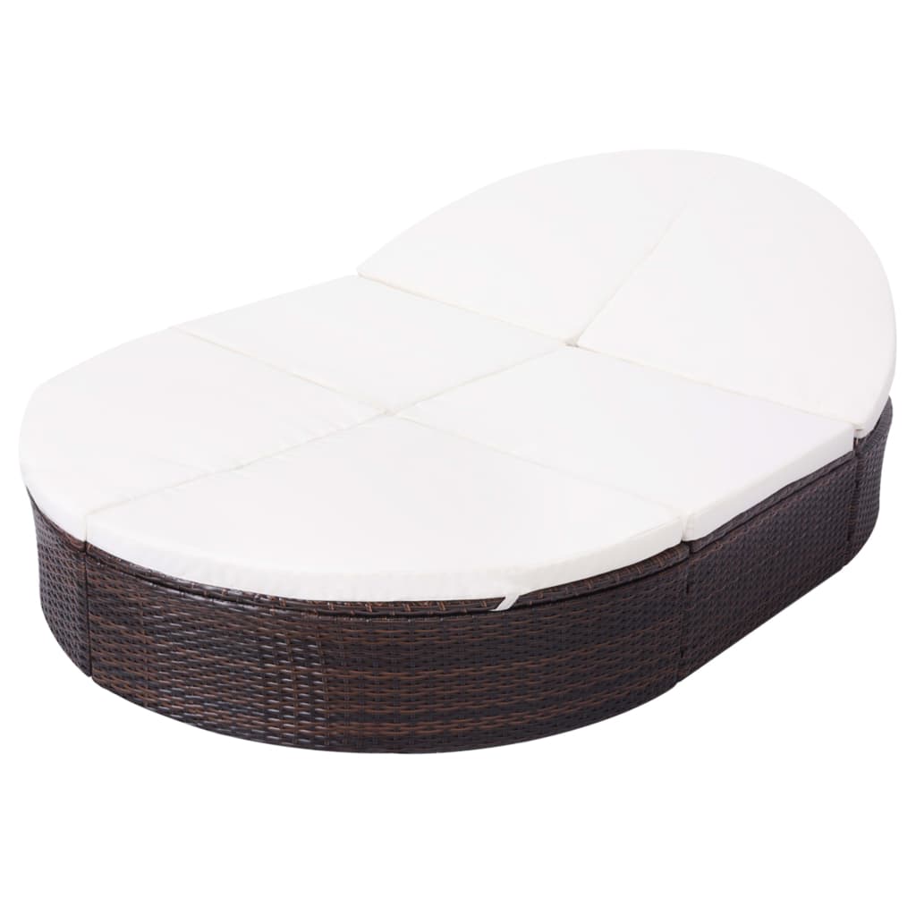 vidaXL Outdoor Lounge Bed with Cushion Poly Rattan Black