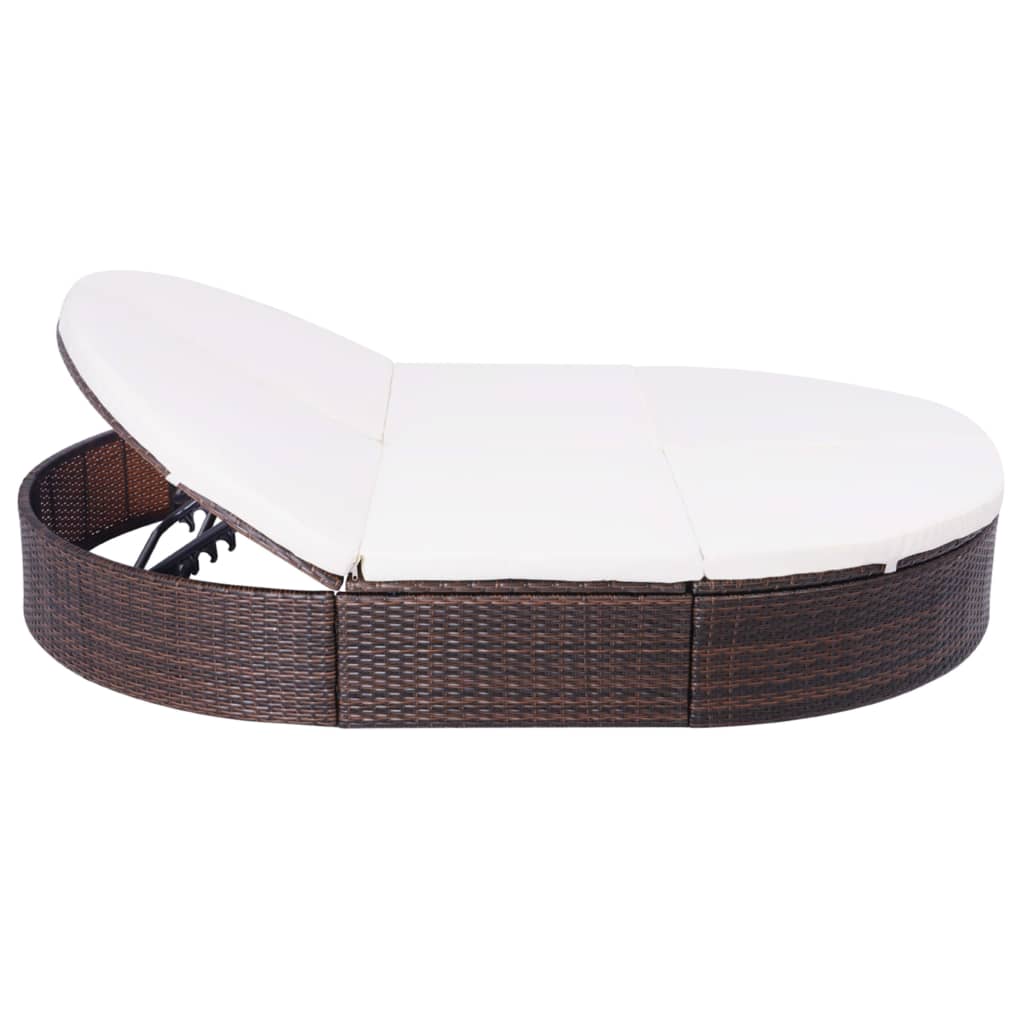 vidaXL Outdoor Lounge Bed with Cushion Poly Rattan Black