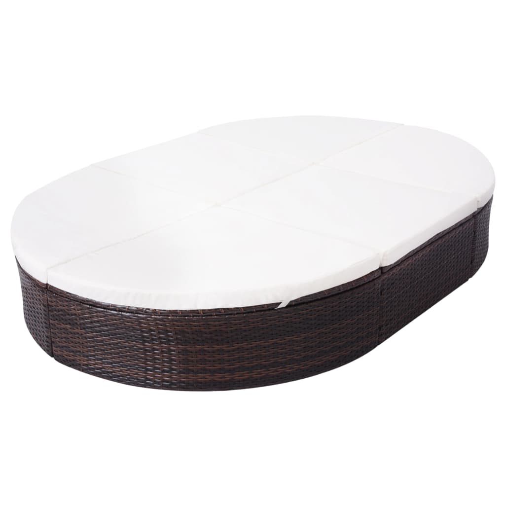 vidaXL Outdoor Lounge Bed with Cushion Poly Rattan Black