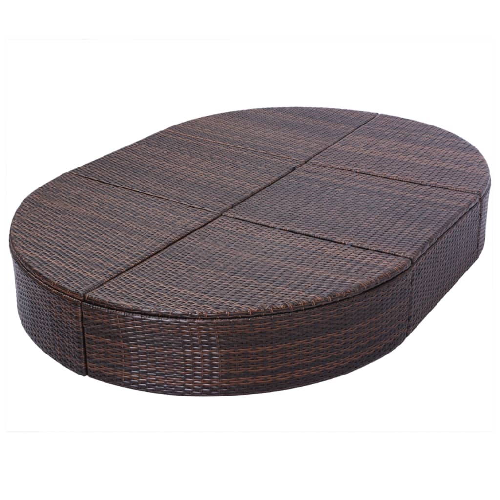 vidaXL Outdoor Lounge Bed with Cushion Poly Rattan Black