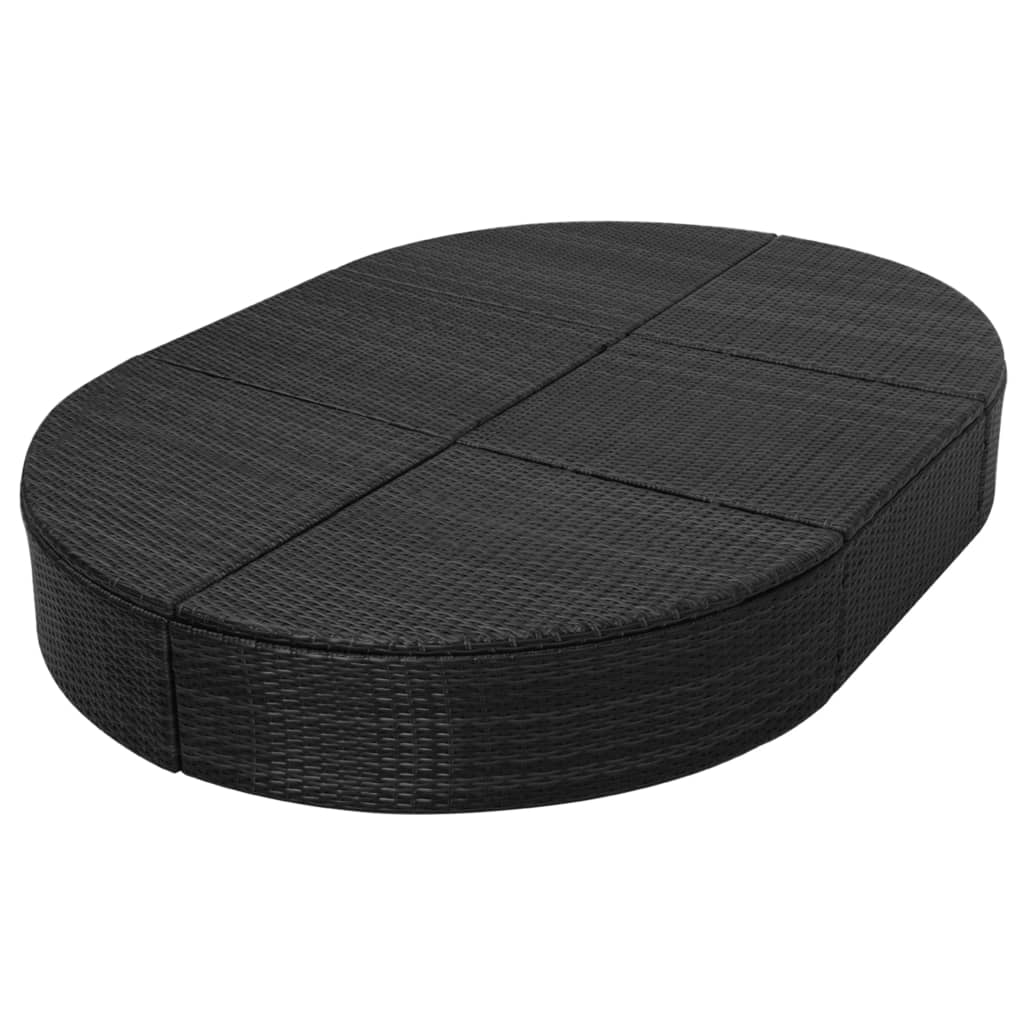 vidaXL Outdoor Lounge Bed with Cushion Poly Rattan Black