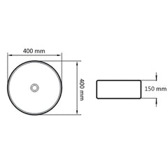 vidaXL Basin Round Ceramic White 40x15 cm