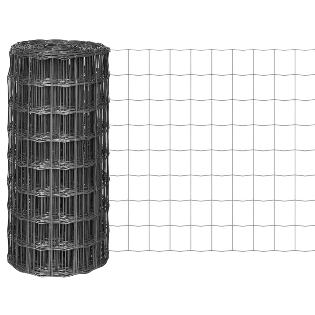 vidaXL Euro Fence Steel 25x1 m Grey