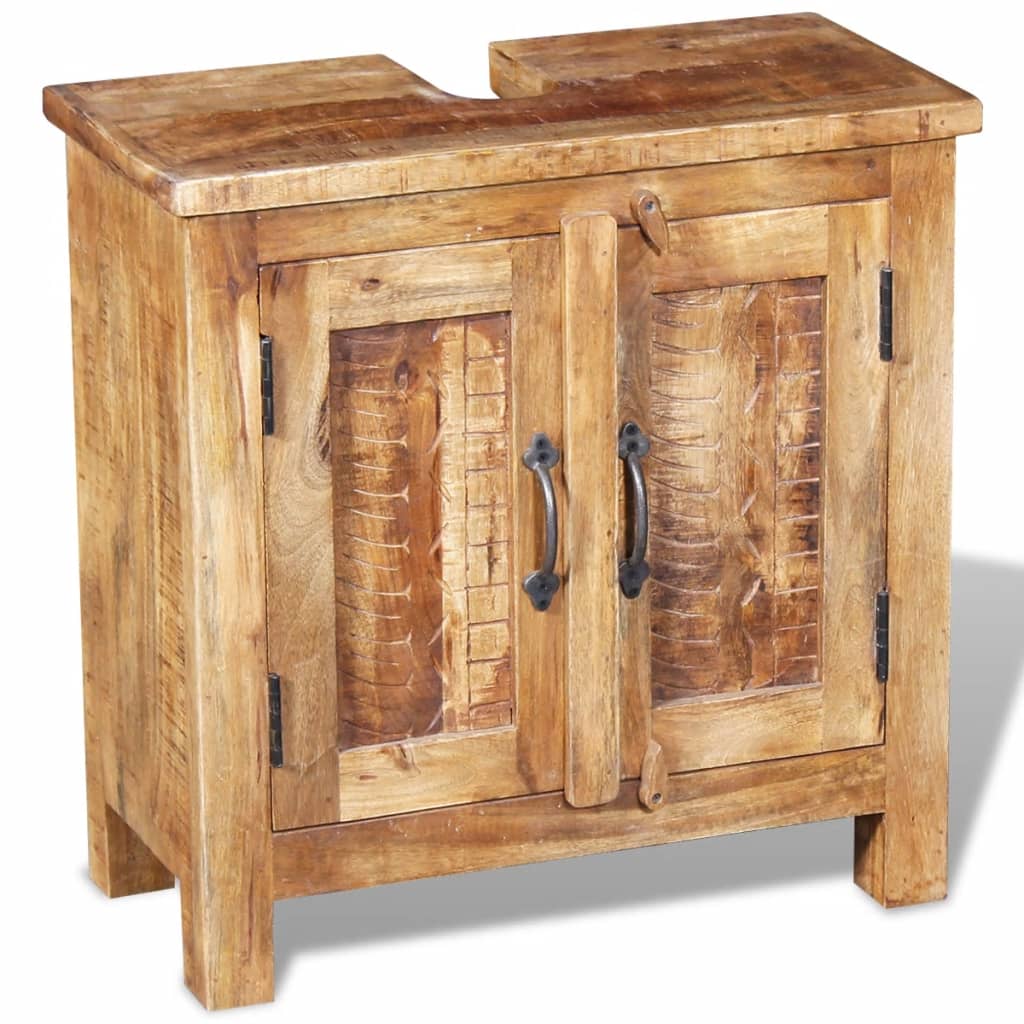 vidaXL Bathroom Vanity Cabinet with Mirror Solid Mango Wood