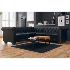 Chesterfield Corner Sofa 5-Seater Artificial Leather