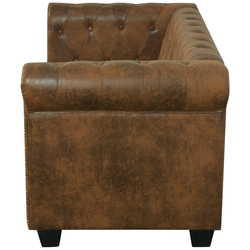 vidaXL Chesterfield Sofa 2-Seater Artificial Leather Brown