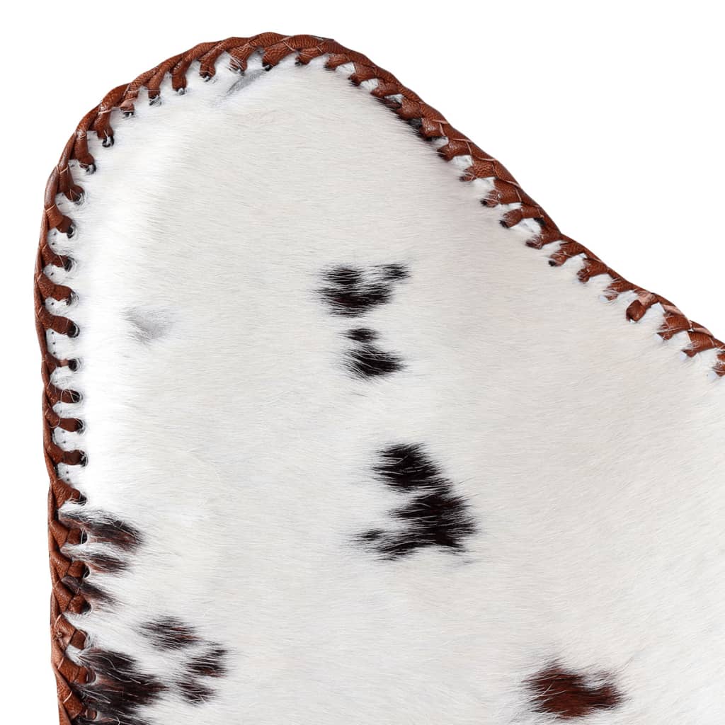 vidaXL Butterfly Chair Brown and White Real Cowhide Leather