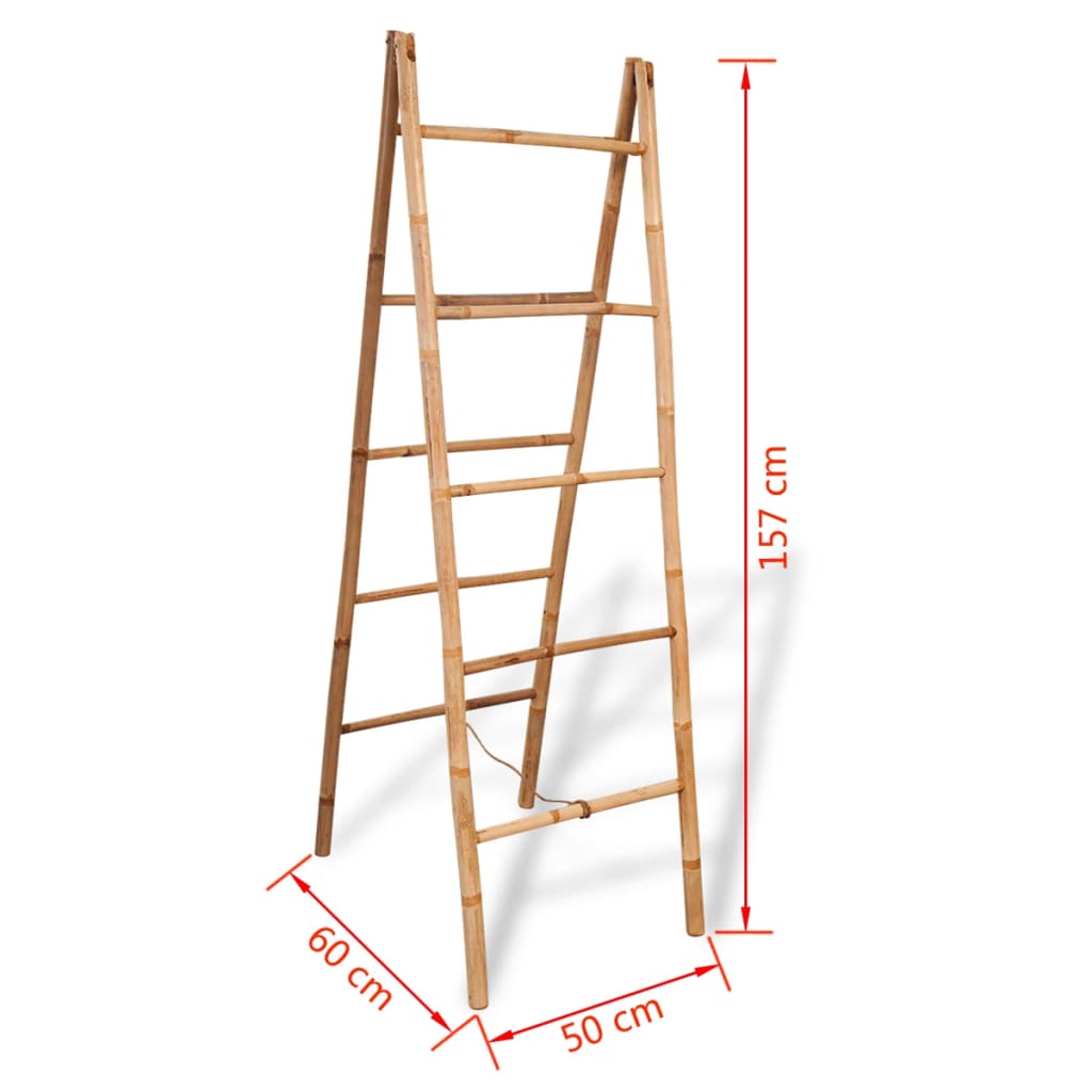 vidaXL Double Towel Ladder with 5 Rungs Bamboo 50x160 cm