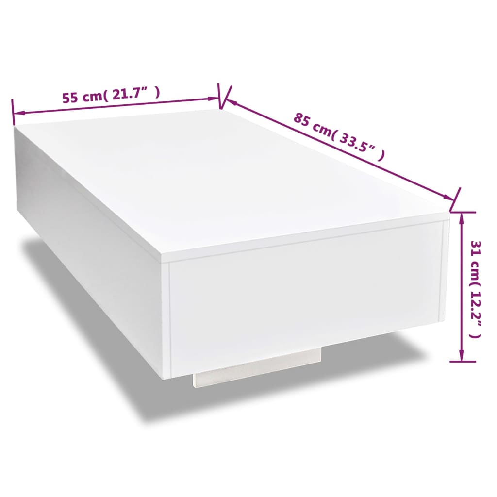 vidaXL Coffee Table High Gloss White