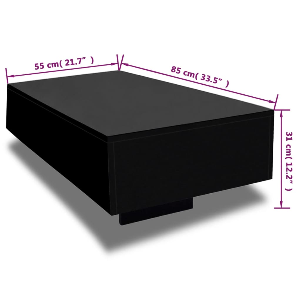 vidaXL Coffee Table High Gloss Black