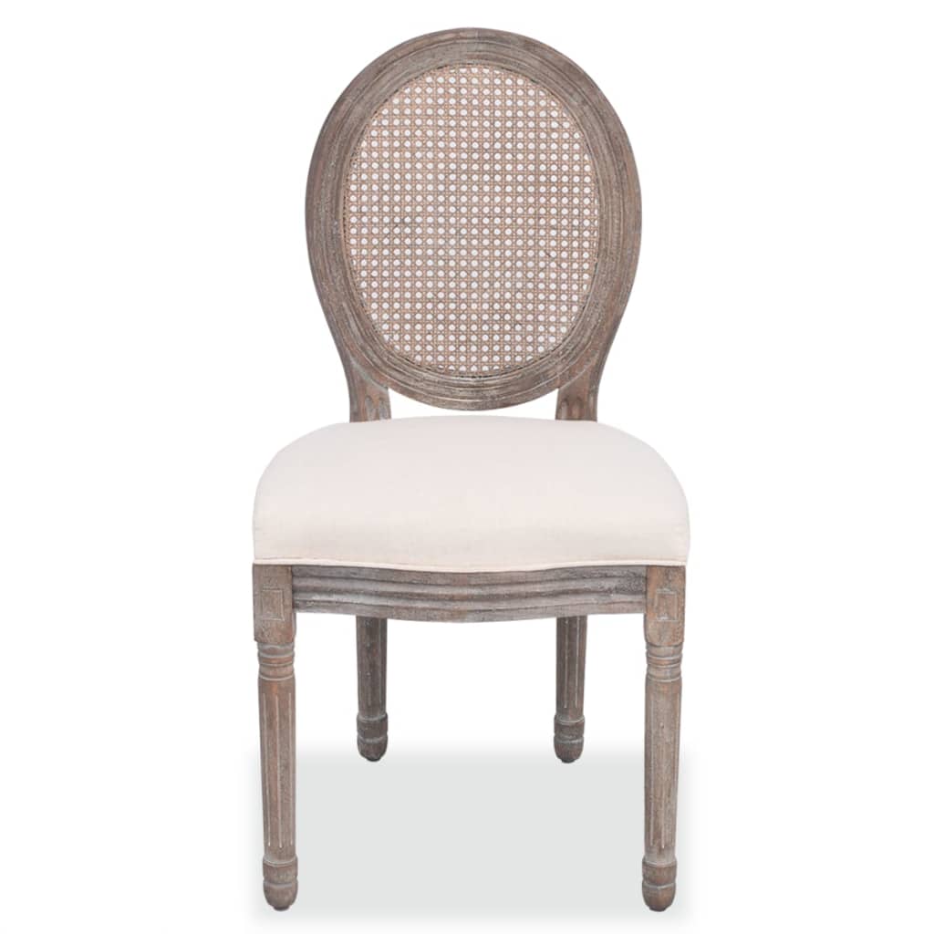 vidaXL Dining Chairs 2 pcs Linen and Rattan