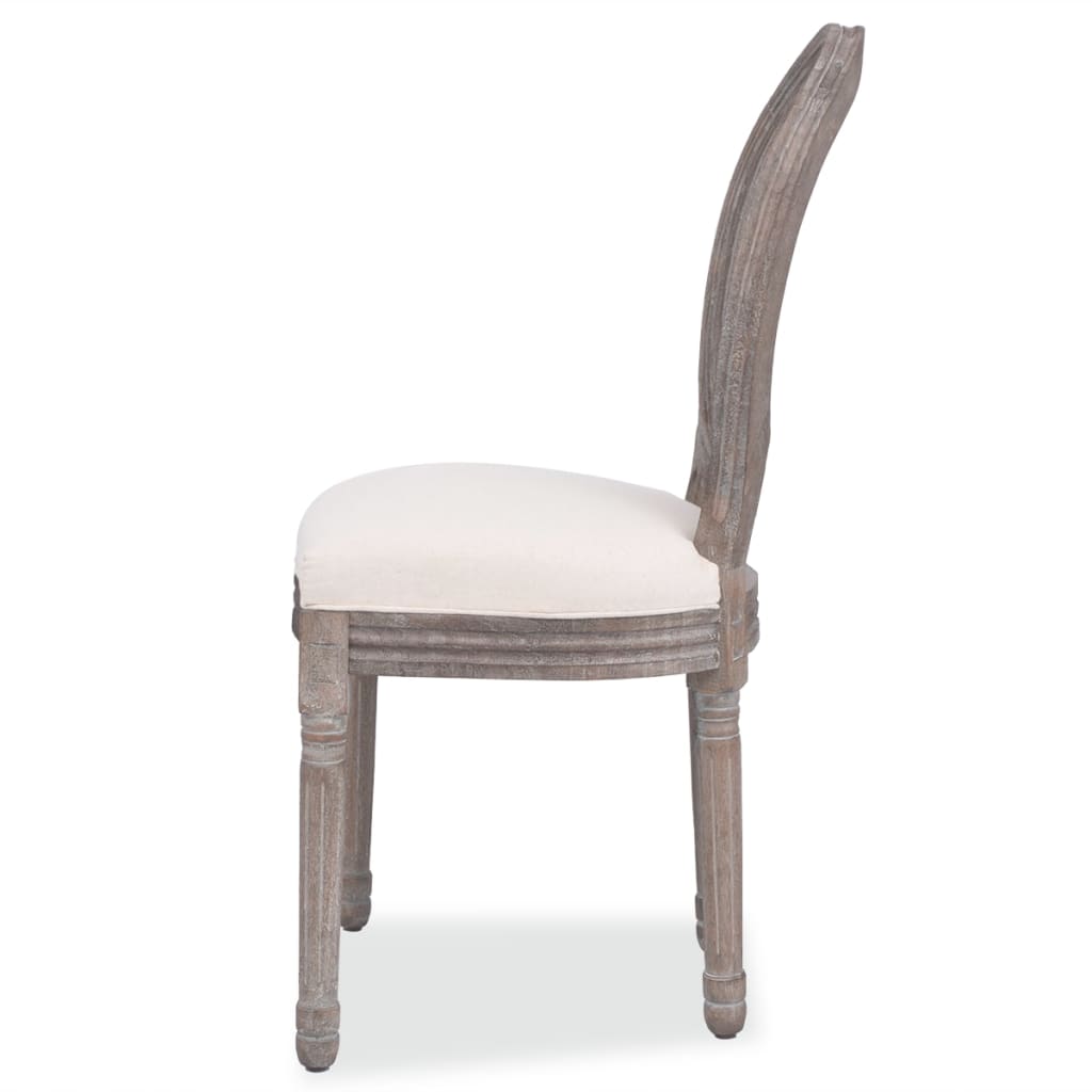 vidaXL Dining Chairs 2 pcs Linen and Rattan