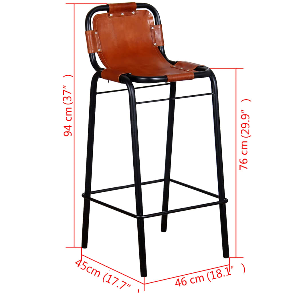 vidaXL Bar Stools 2 pcs Real Leather