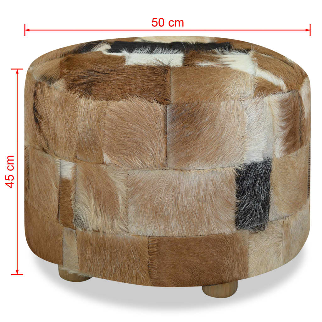 vidaXL Pouffe Genuine Leather Round 50x50x45 cm